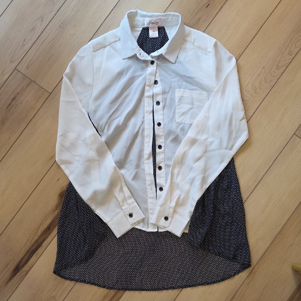 Freeway White and Black Button Down Shirt